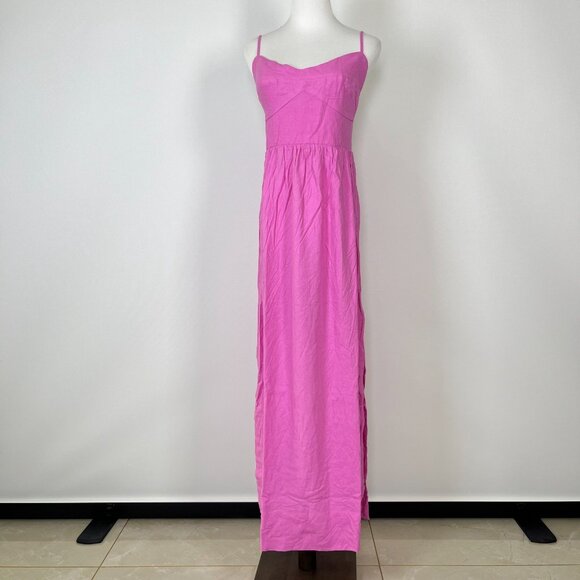 NWOT Farm Rio Linen Blend Pink Sleeveless Midi Dress Size XS - Picture 2 of 9